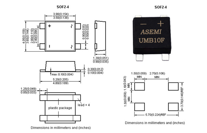 贴片整流桥b7与UMB10F ASEMI相同贴片整流桥封装型号