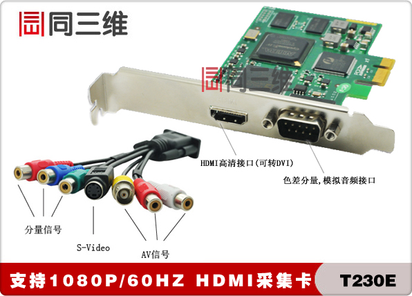 多路高清音視頻采集卡 SDI VGA DVI 同三維T500E錄直播融合會議