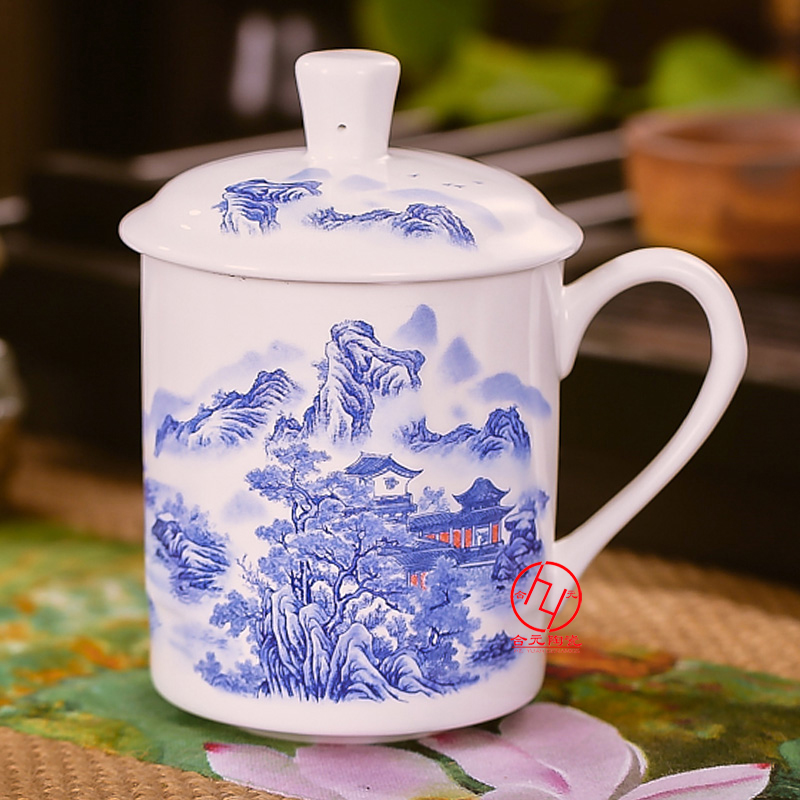 景德鎮(zhèn)青花瓷茶杯印logo