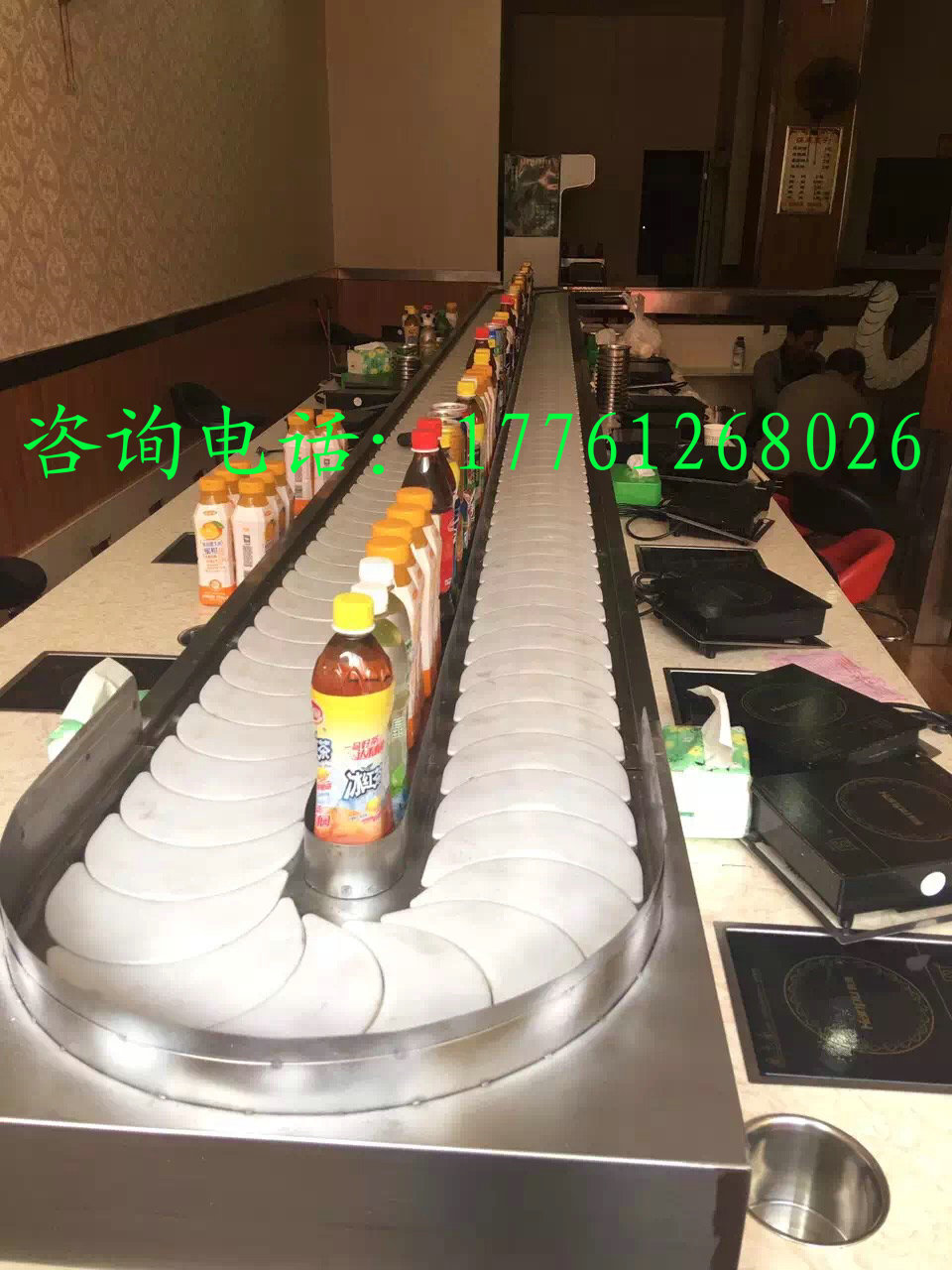 寧夏旋轉(zhuǎn)涮烤火鍋桌設(shè)備多少錢一米原始圖片3
