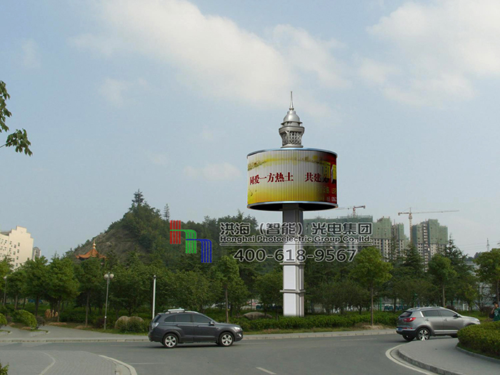 汕頭三面翻高炮|旋轉高炮三面翻|圓形三面翻廣告塔|旋轉單立柱