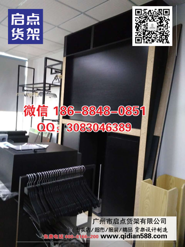 鐵木結(jié)合耐用烤漆展示柜,KM男裝貨架,波司登男裝貨架,商務(wù)男裝貨架原始圖片3