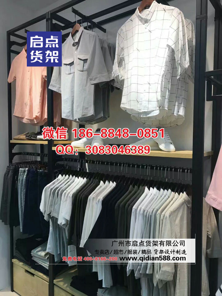 專注于店鋪商品展示的快時尚KM男裝貨架,熱風貨架,GAP貨架