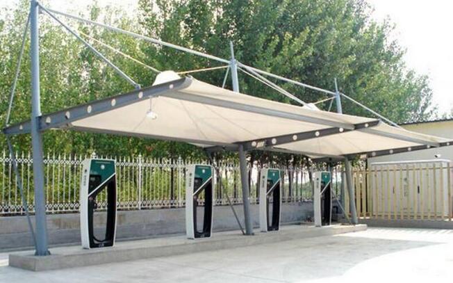 機動車充電站膜結構 充電站索膜結構 公交車充電樁膜結構 機動車充電站張拉膜 小車充電樁膜結構設計