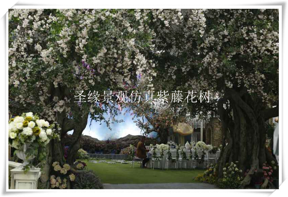 仿真紫藤花樹擺件 盆栽 仿真紫藤花樹枝 道具定制 2米仿真紫藤花樹多少錢