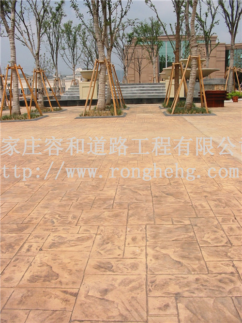 小區混凝土壓花路面施工 混凝土藝術壓印地坪