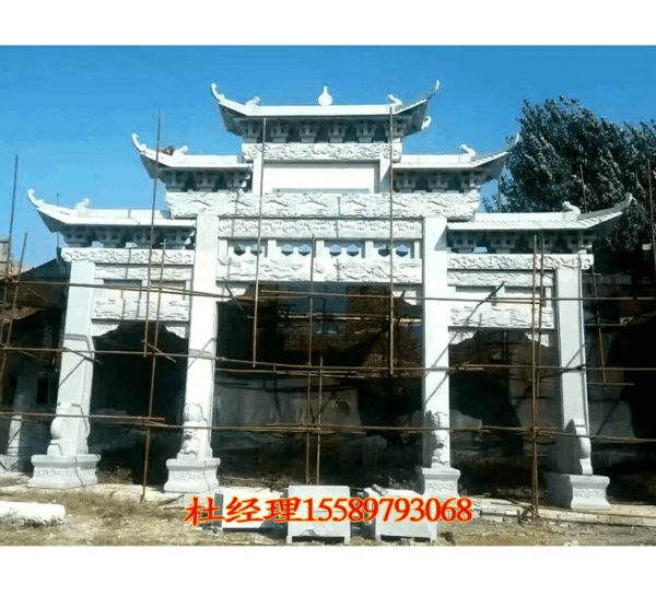 村口古建牌樓|中式牌坊|農村村口大門原始圖片2