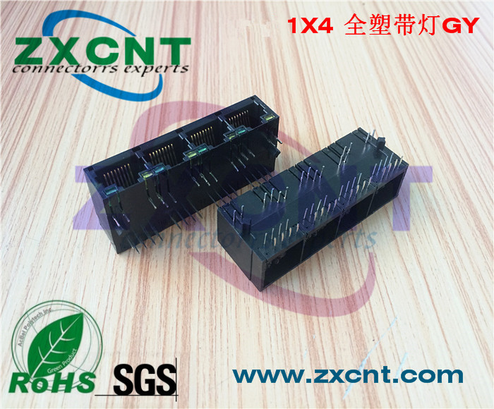 RJ45百兆變壓器立式帶燈帶POE功能插座ZXRJ-1985-01NL