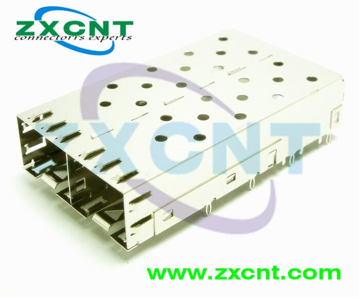 深圳朱訊電子供應(yīng)SFP光纖雙口1X2籠子連接器，雙纖雙模ZXSP-631201H