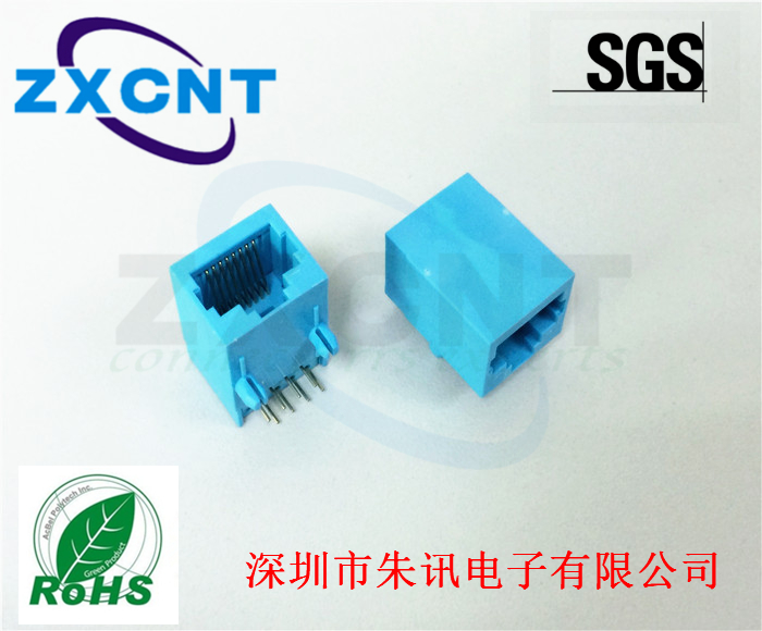 RJ45全塑單口無燈8P8C網絡插座,水晶頭藍色網口ZXRJ-598-AN原始圖片2