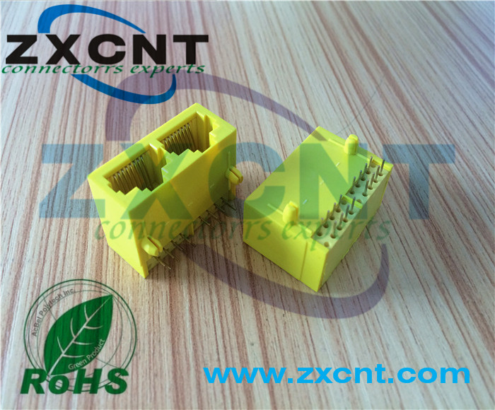RJ45屏蔽無變壓器1X3 1X4 1X1網口插座，臥式無燈接插件