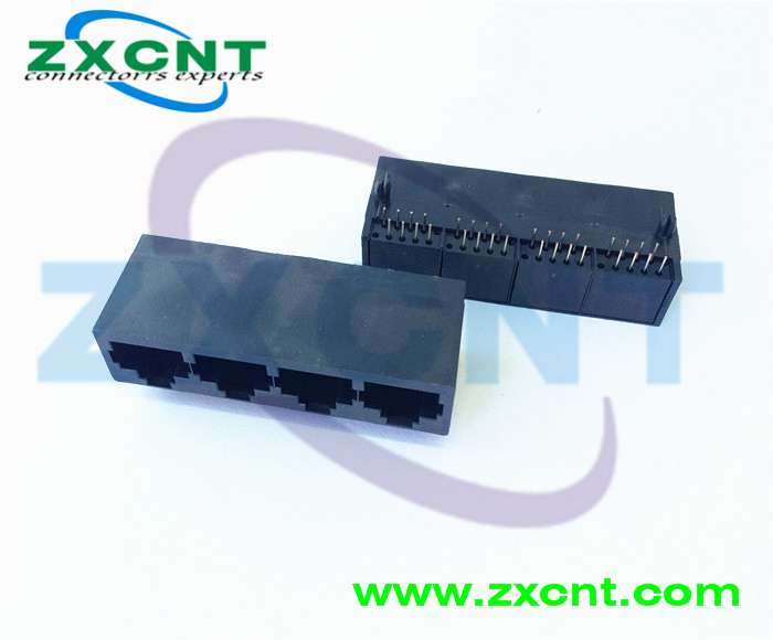 RJ45全塑1X2 1X4 1X1 臥式無(wú)燈網(wǎng)口插座，RJ45連接器原始圖片3