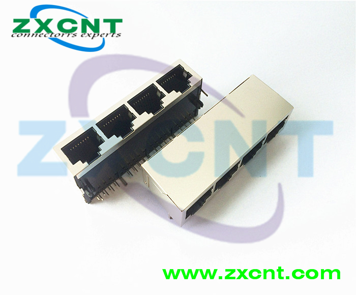 RJ45屏蔽無變壓器1X3 1X4 1X1網口插座，臥式無燈接插件原始圖片2