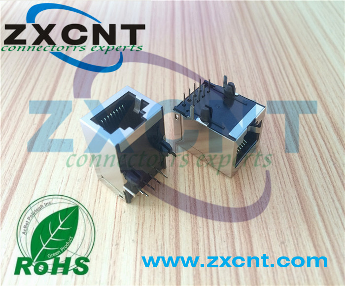 RJ45屏蔽無變壓器1X3 1X4 1X1網口插座，臥式無燈接插件原始圖片3