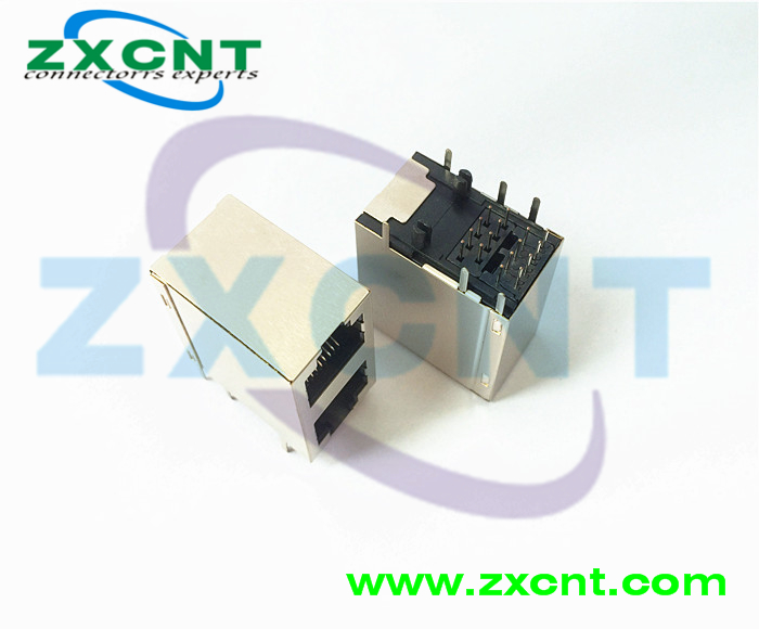 RJ45百兆變壓器立式帶燈帶POE功能插座ZXRJ-1985-01NL