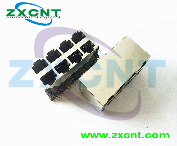 RJ45雙層2X1 2X2 2X4臥式無燈網(wǎng)口插座，RJ45連接器原始圖片3