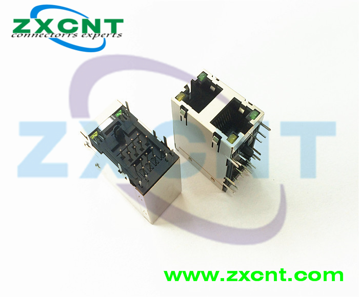 多口2X1 2X2 2X4帶燈RJ45雙層水晶頭網(wǎng)口插座，交換機(jī)專用連接器