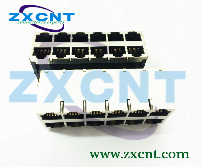RJ45連接器千兆雙層2X6 2X4  2X1網口插座ZXRJ-226-50TNL