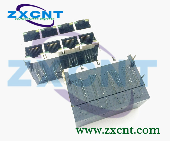 RJ45連接器千兆雙層2X6 2X4  2X1網口插座ZXRJ-226-50TNL原始圖片2