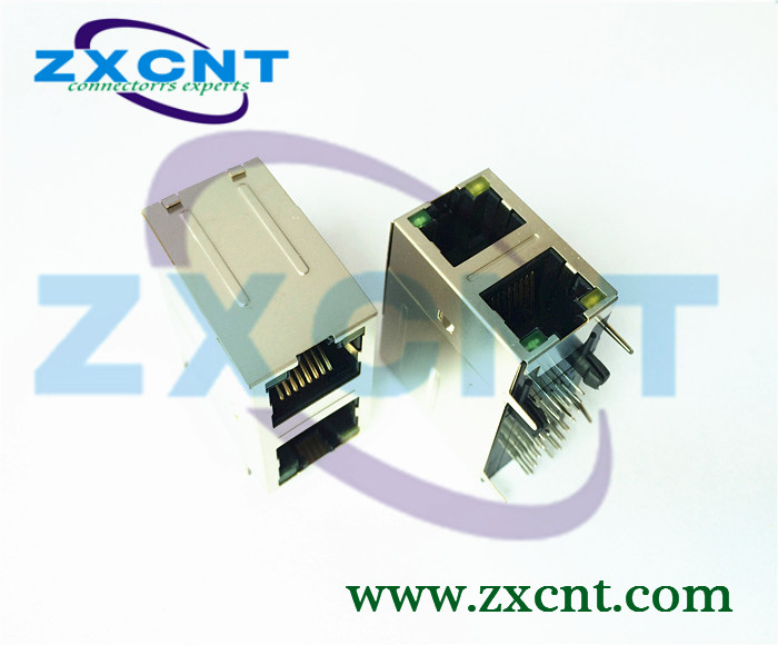 RJ45連接器千兆雙層2X6 2X4  2X1網口插座ZXRJ-226-50TNL原始圖片3