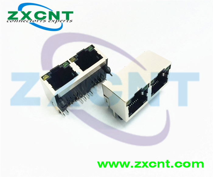 RJ45短體單口多口不帶燈帶燈8P8C網絡接口插座，1X1 1X2 1X4網口原始圖片2