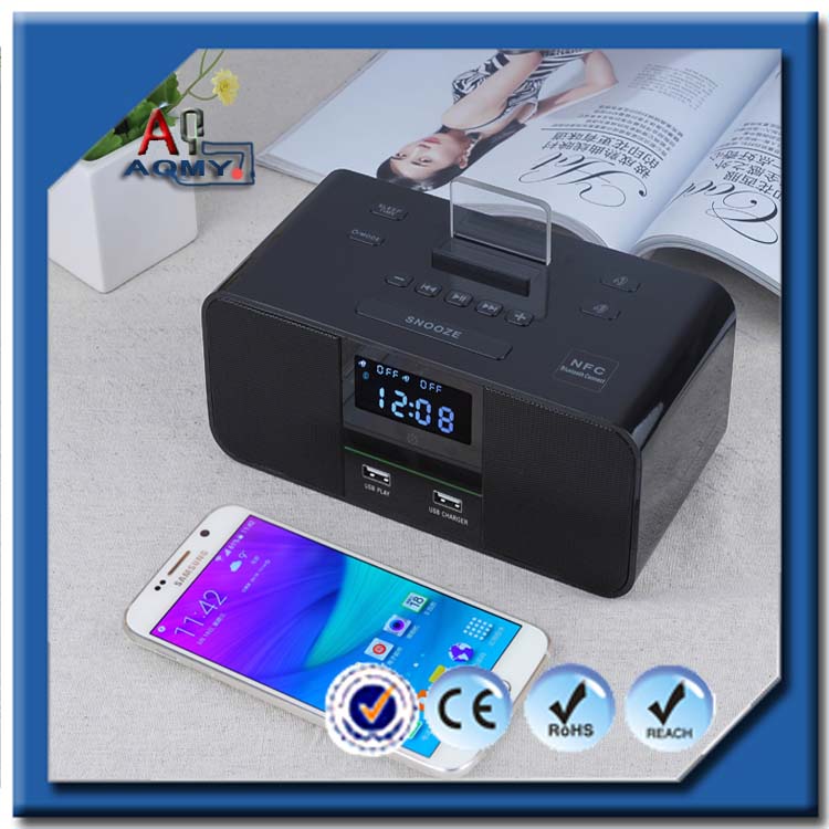BT-S6酒店無線藍牙音箱配有鬧鐘FM收音機智能手機的USB充電器原始圖片3