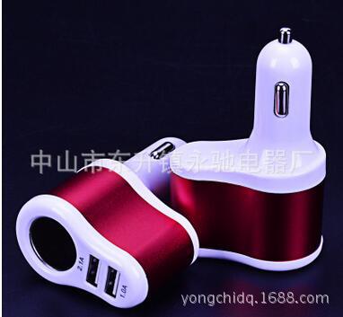 車(chē)載充電器汽車(chē)多功能一拖二雙usb快充手機(jī)平板車(chē)充頭點(diǎn)煙器3.1A
