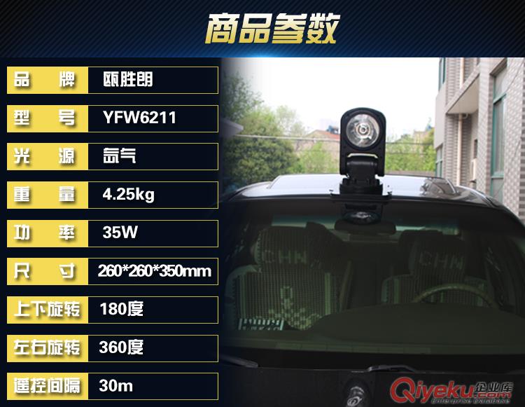 海洋王YFW6211/HK1智能遙控車載探照燈船用監(jiān)獄強(qiáng)光遠(yuǎn)射氙氣大燈原始圖片2