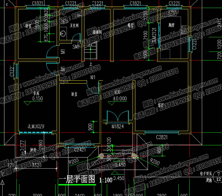 磚混結(jié)構(gòu)二層新農(nóng)村住宅帶車庫小洋房戶型房屋設(shè)計(jì)圖原始圖片3