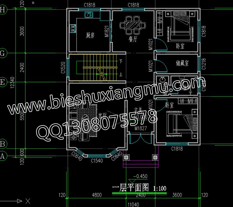 磚混結(jié)構(gòu)兩層半挑空戶型帶露臺農(nóng)村別墅戶型圖原始圖片3