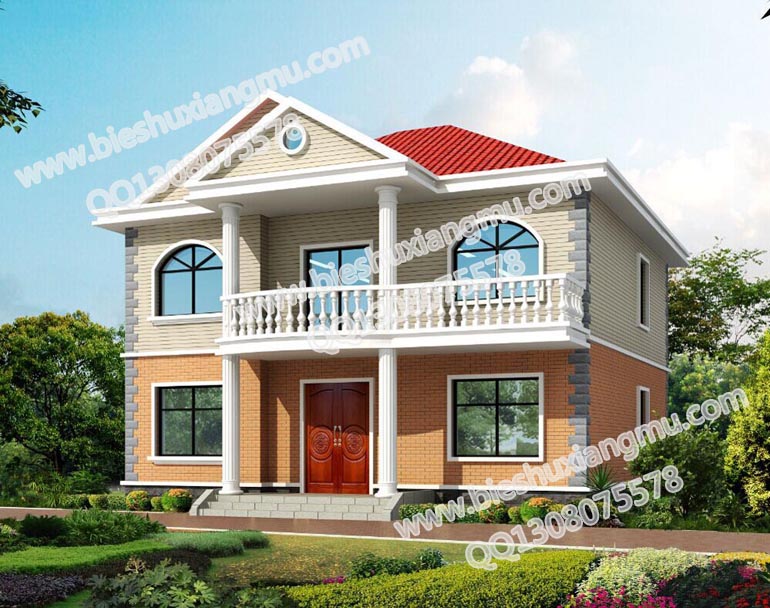 磚混結(jié)構(gòu)兩層房屋設(shè)計圖帶小陽臺農(nóng)村建房造型圖原始圖片2