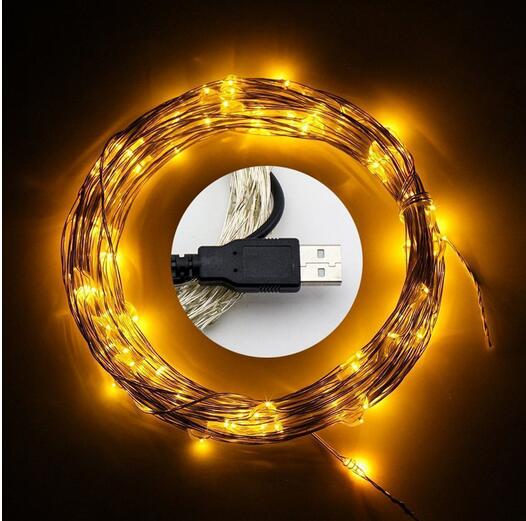 廠家直銷USB接頭銅線燈5V10米100頭原始圖片3