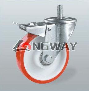 European Industrial PU caster with PP core, double ball bearings