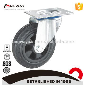 Top plate swivel rigid castor wheel industrial rubber retractable casters