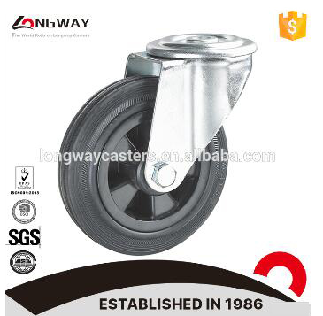 Top plate swivel rigid castor wheel industrial rubber retractable casters