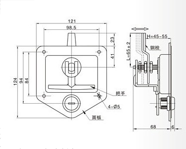 半挂车工具箱箱锁 zz304不锈钢T型盒锁 GL-12122