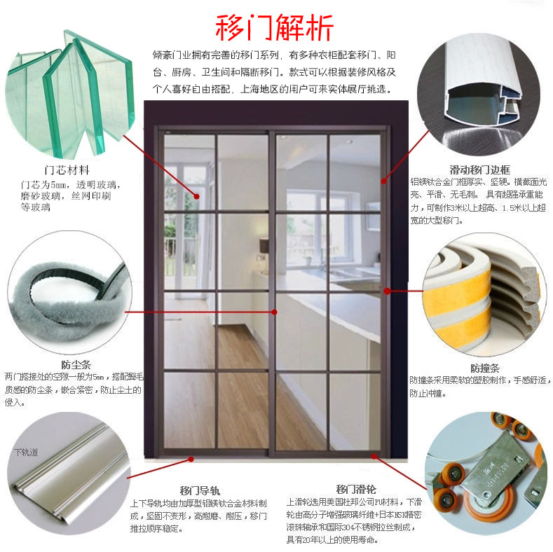 鄭州地區上men測量新年促銷衣柜移門陽臺玻璃移門工藝推拉門安裝