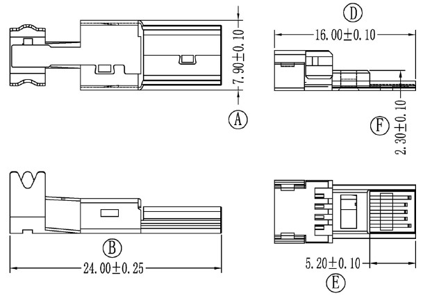 刺破式MINI USB 5P公頭