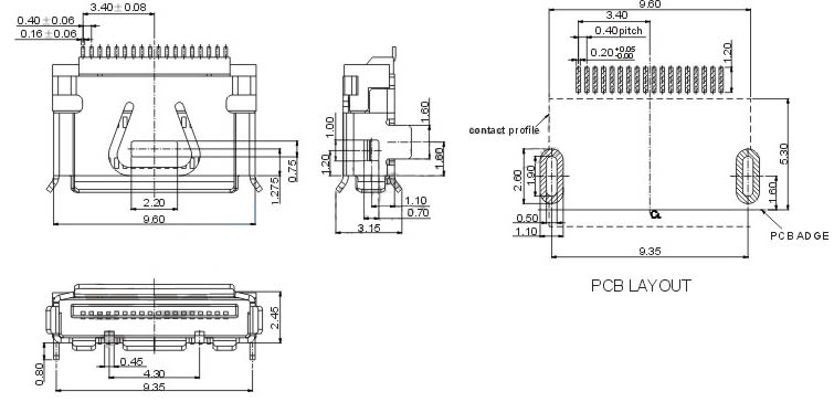 MINI USB 18P公头单排