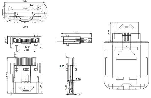 MINI USB 18P公頭 單排