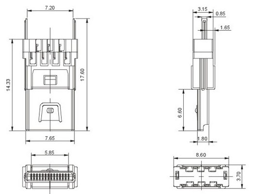 MINI USB 14P 焊线式公头