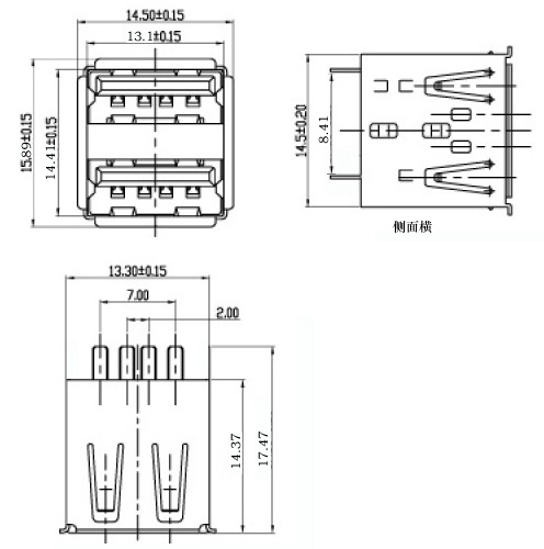 双层USB AF 短体焊线式