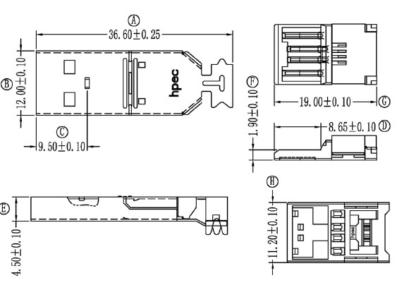 USB A公刺破二件式