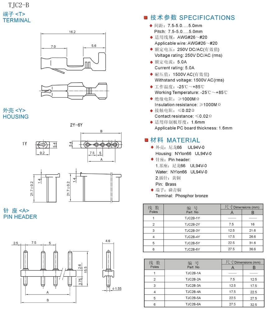 TJC2(7.5-5.0)5.0mm-4