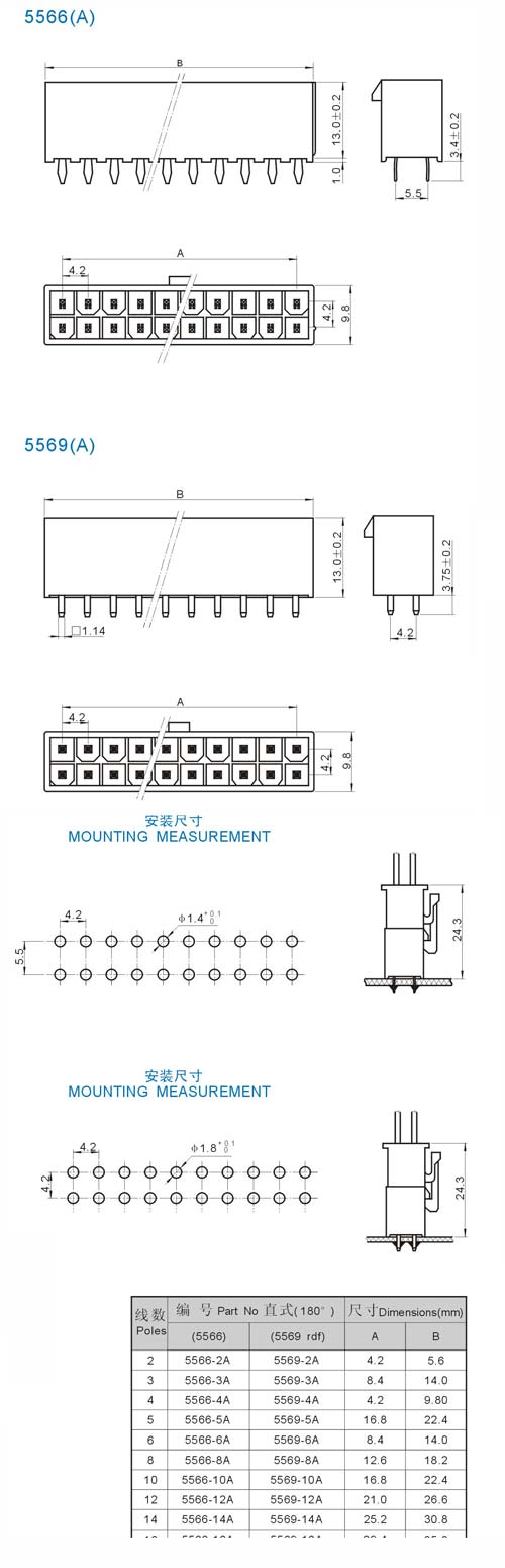 5557 5556 5559 4.2mm-3