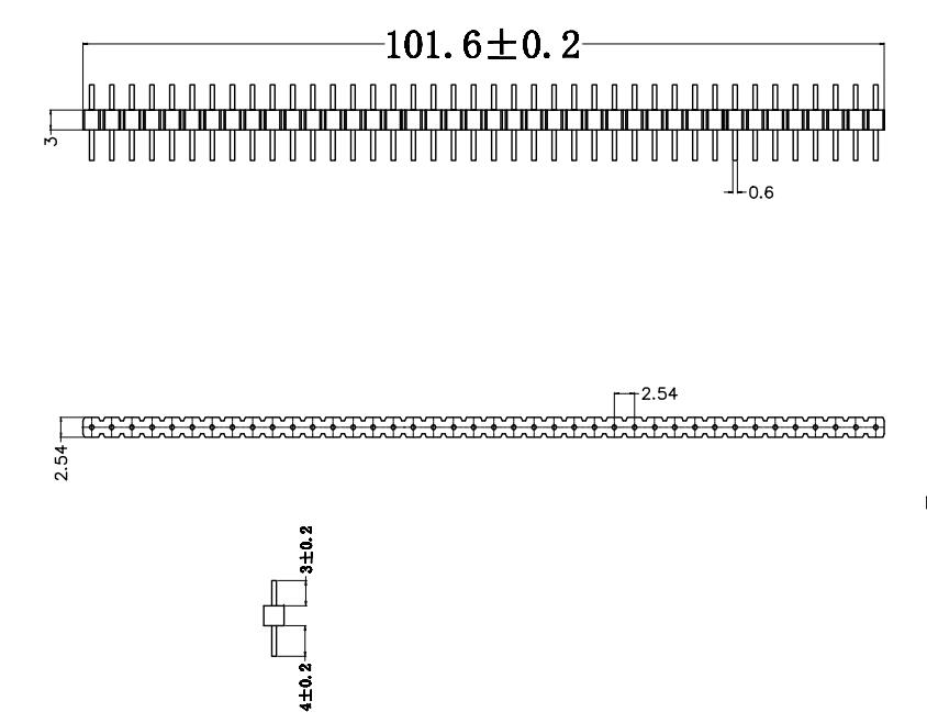 LL1009-1E 2.54MM 11PIN--140PIN單排圓形排針 單排直針0.6MM原始圖片2