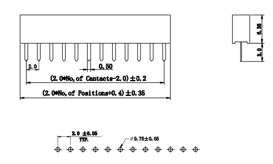 LL1017-2A 2.0MM 12PIN--140PIN单排直排母 H=6.35MM