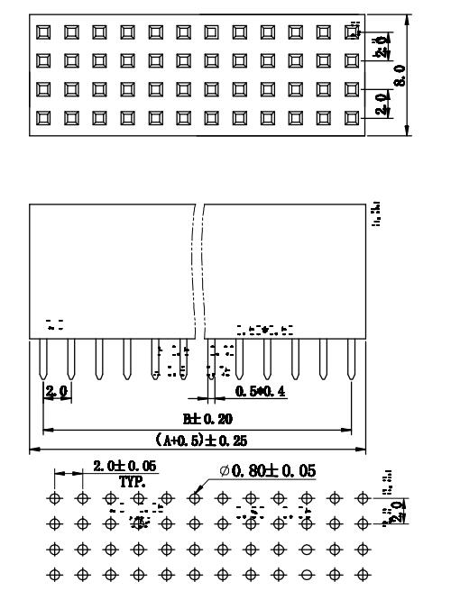 LL1017-12B 2.0MM 42PIN--440PIN四排排母座 直脚 H=6.35MM