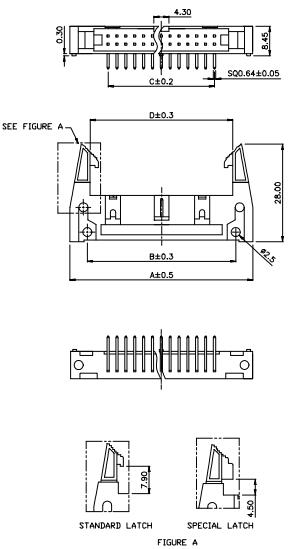 LL1030-1B 2.54mm DC2牛角插針插座 彎腳 EJECTOR HEADER