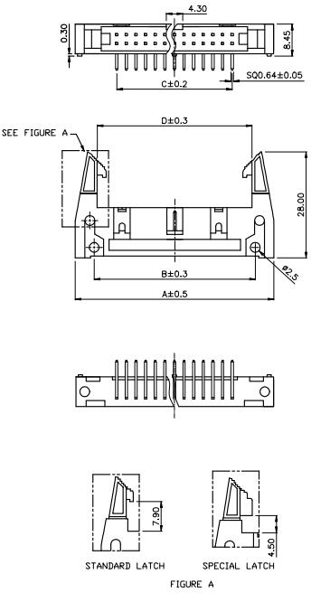 LL1030-1A 2.54mm DC2牛角插針插座 直腳 SHROUDED HEADER
